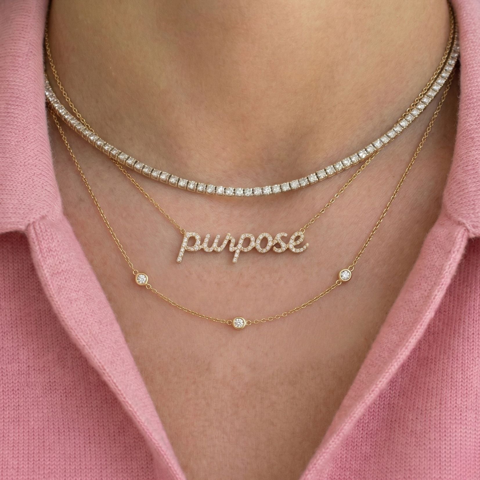 Purpose Kette als Statement Piece, Bezel Diamonds and Tenniskette