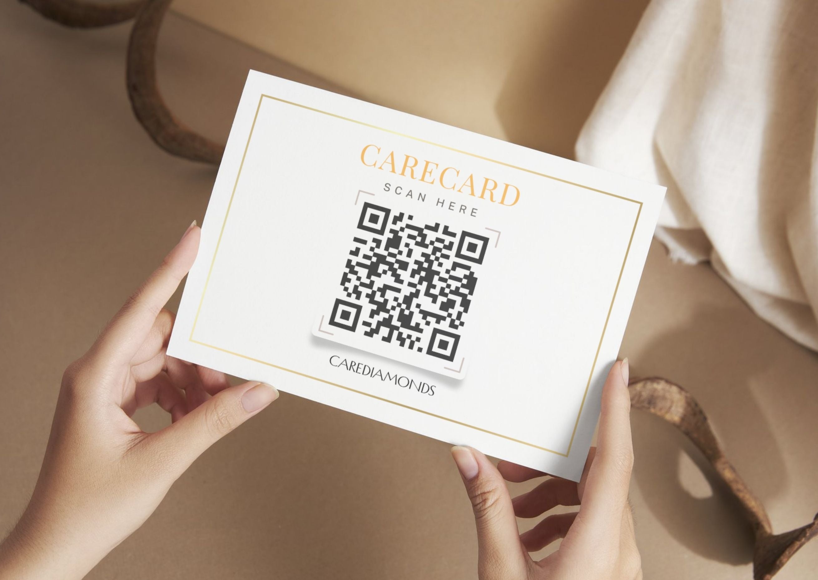 traceable diamond CARECARD – QR code linking to origin and blockchain record