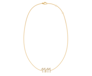 11:11 diamond necklace in 18k yellow gold with pavé-set natural diamonds, delicate number design on fine chain