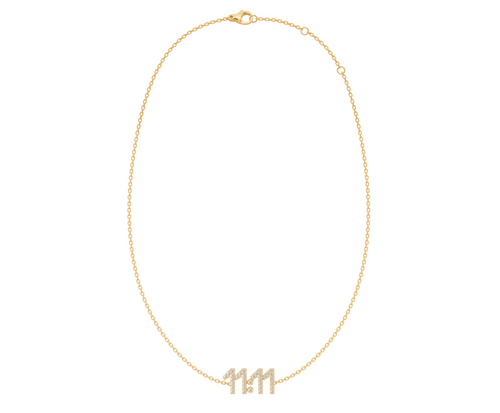 11:11 diamond necklace in 18k yellow gold with pavé-set natural diamonds, delicate number design on fine chain
