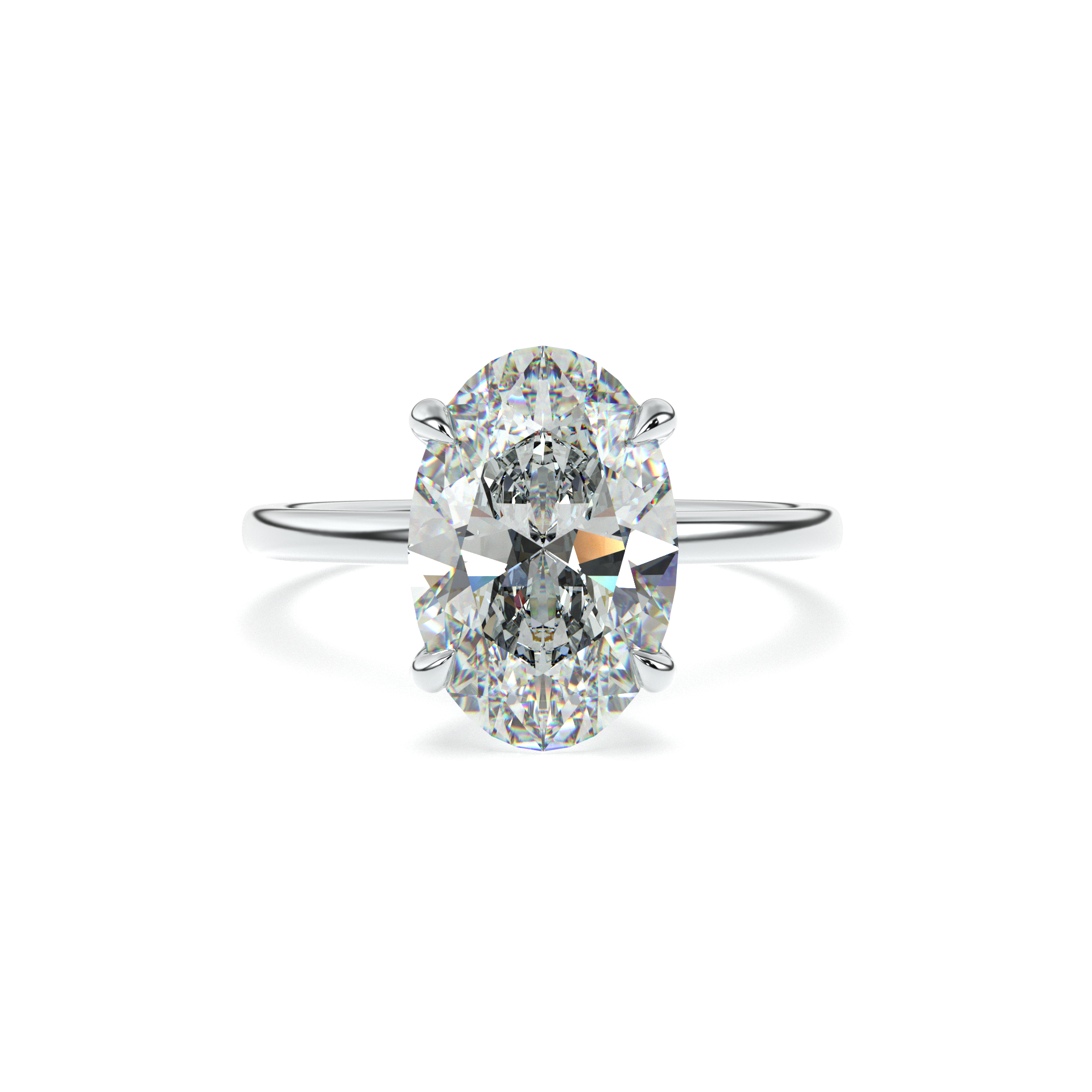 Close-up of ANAÏS oval diamond solitaire in white gold
