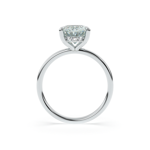 Side view of ANAÏS ring in white gold showing halo of traceable diamonds