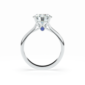 Side profile of BERTA diamond ring showing traceable diamonds in white gold