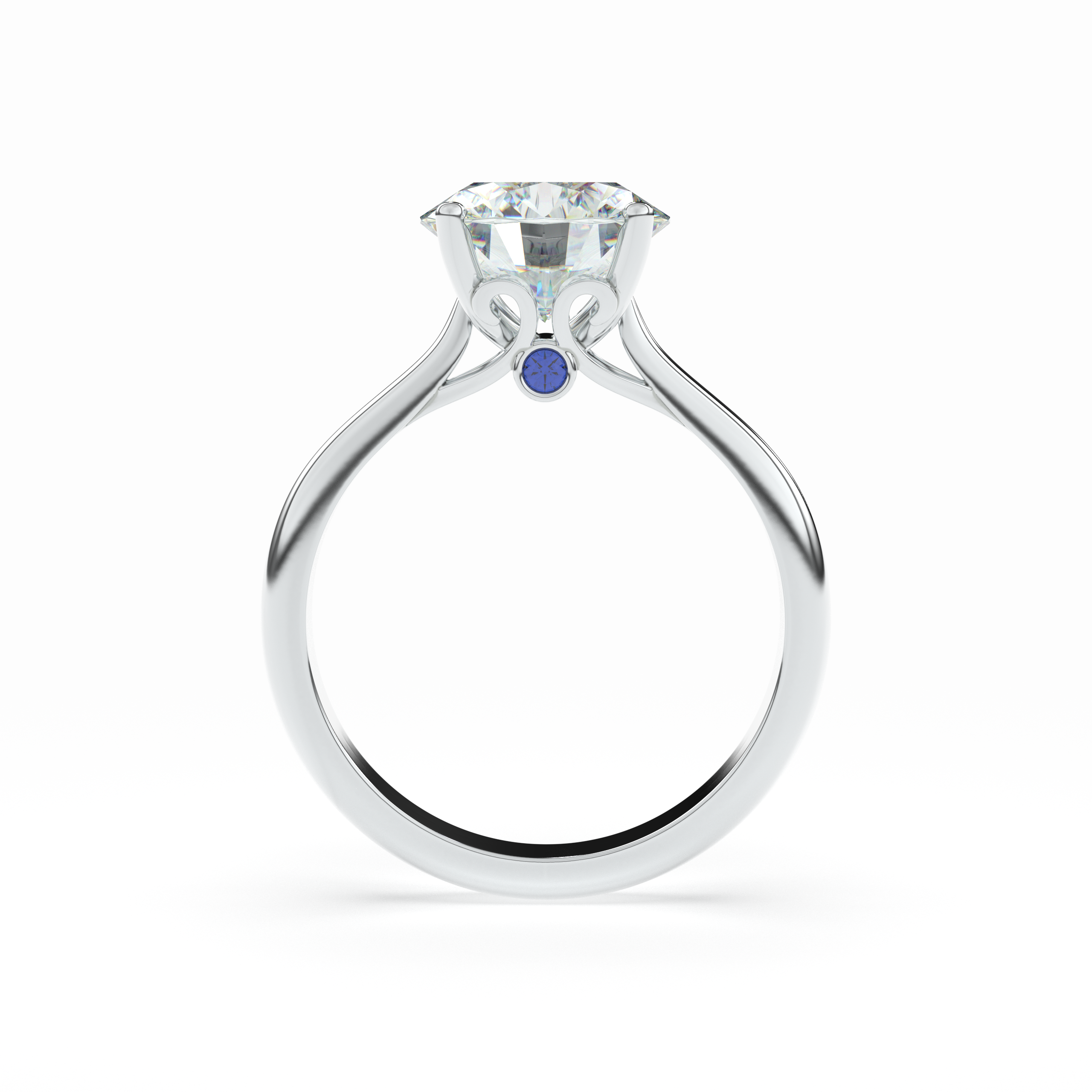 Side profile of BERTA diamond ring showing traceable diamonds in white gold