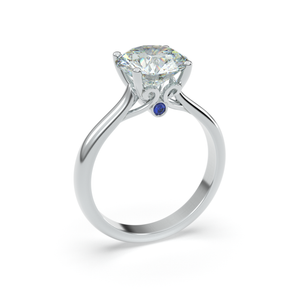 Front view of BERTA diamond ring with sapphire accent in white gold