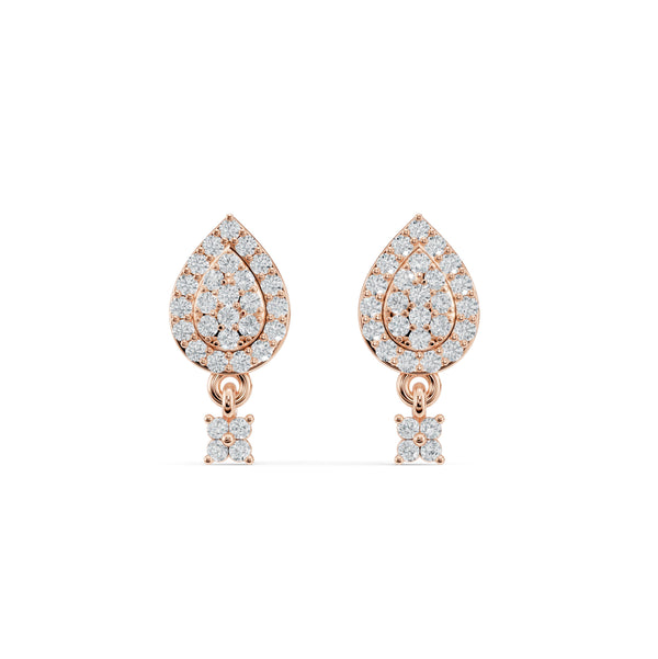 Pear Shaped Pave Diamond Earrings I Rose Gold 