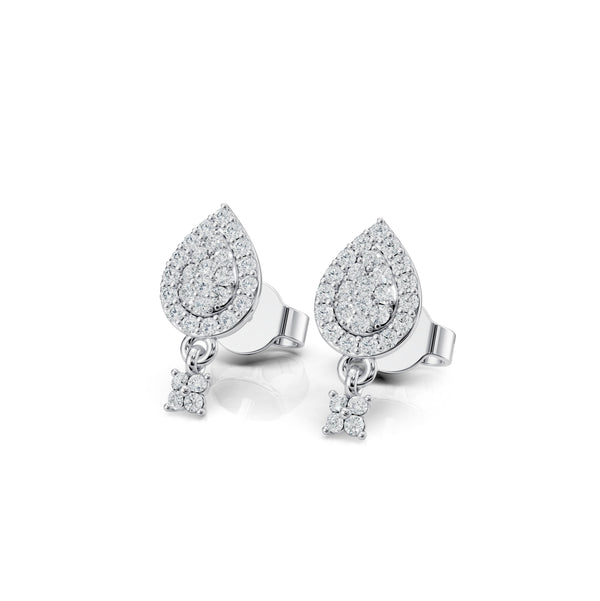 Pear Shaped Pave Diamond Earrings I White Gold side view