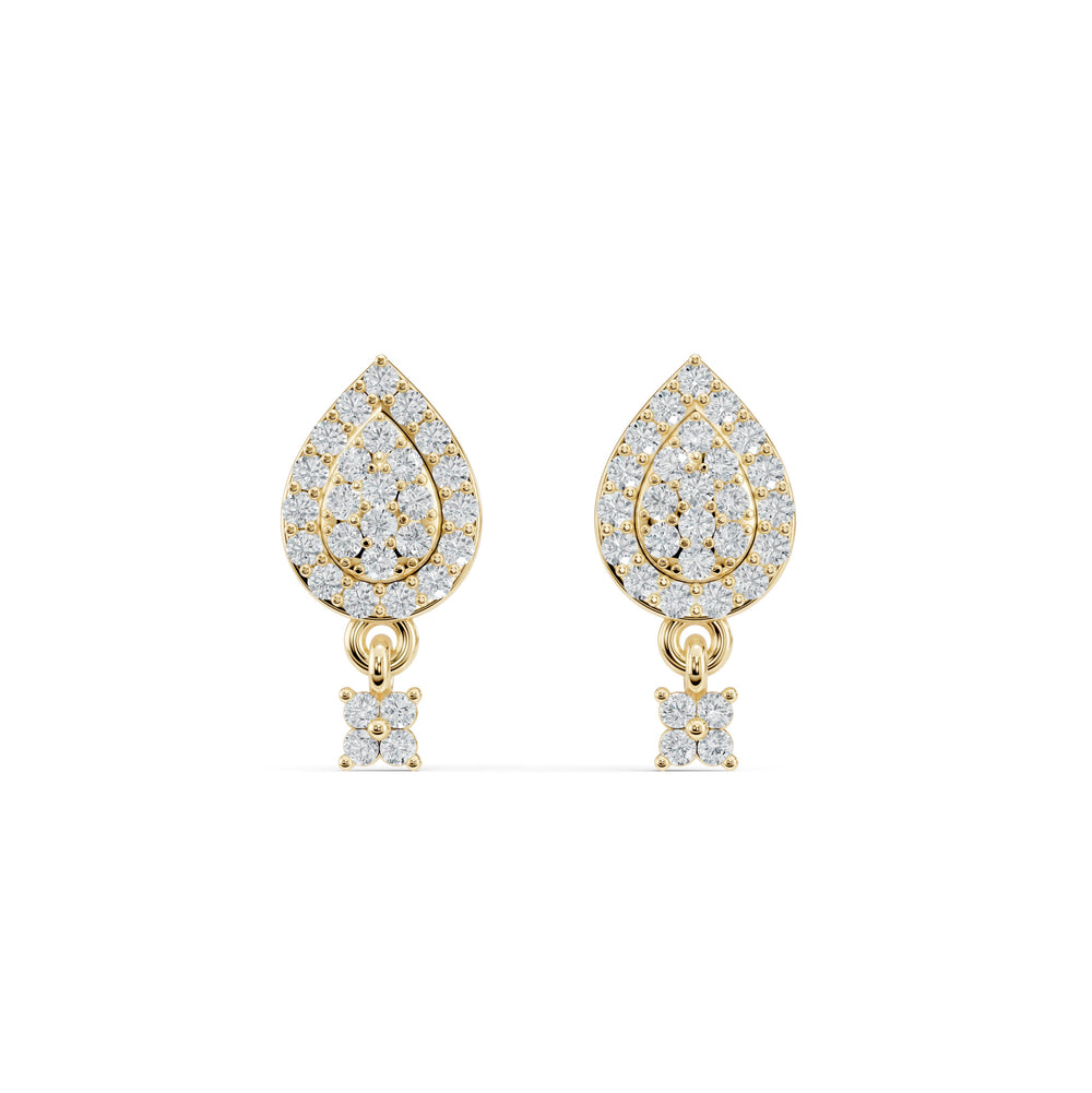 Pear Shaped Pave Diamond Earrings I Yellow Gold 
