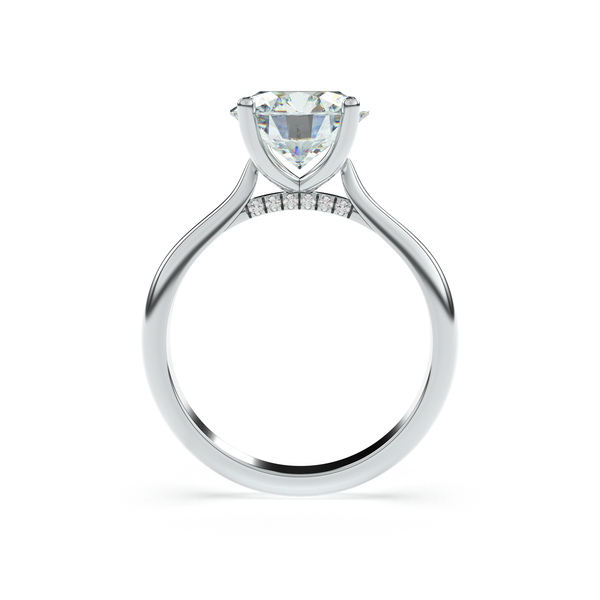 ÉLODIE solitaire diamond engagement ring in 18k white gold with hidden pavé