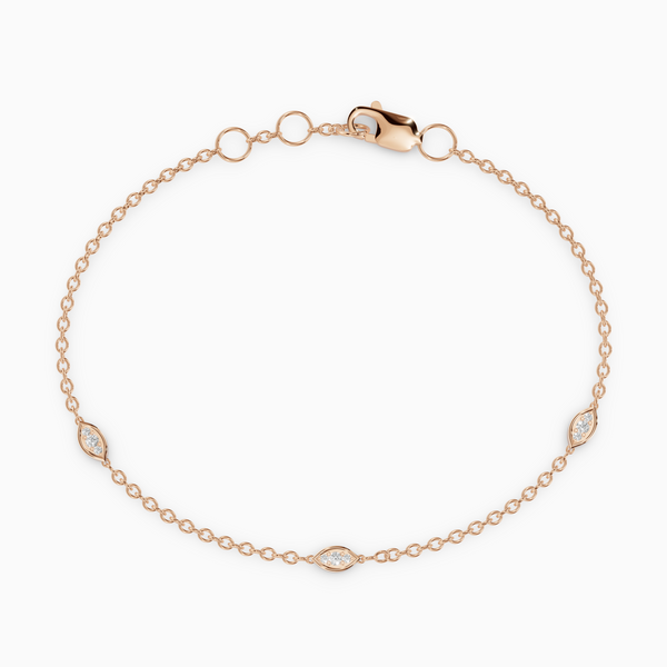 GUARDIAN Bracelet in rose gold with diamond-set eye motif, elegant fine chain bracelet with traceable natural diamonds