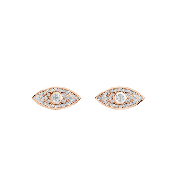 Evil eye diamond earrings rose gold 