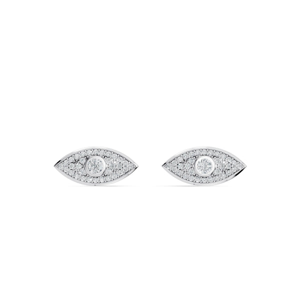 Evil eye diamond earrings white gold 