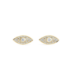 Evil eye diamond earrings yellow gold 