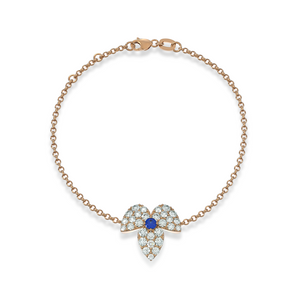 LUNÈA diamond bracelet in rose gold featuring central blue sapphire