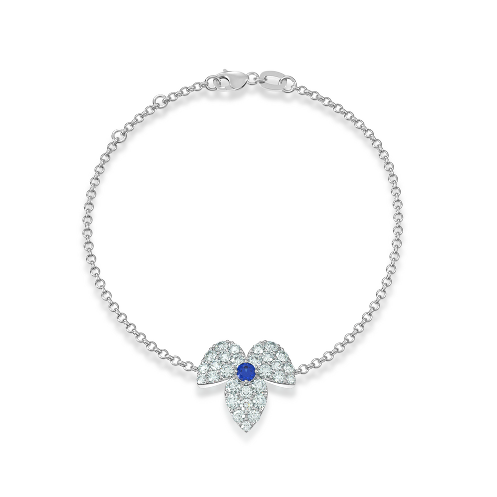 LUNÈA diamond bracelet crafted in white gold with traceable natural diamonds and sapphire
