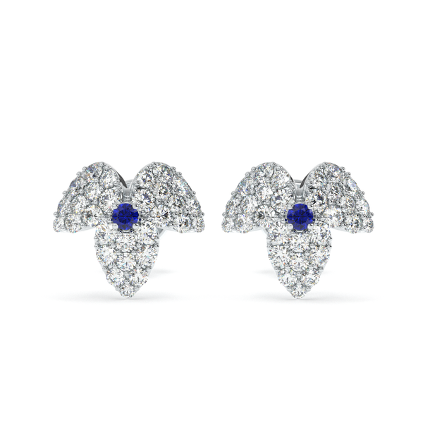Snowflake-inspired diamond earrings with subtle sapphire accent – CAREDIAMONDS