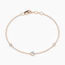 PURE diamond bracelet in rose gold with bezel-set natural diamonds, delicate fine chain design for everyday wear.