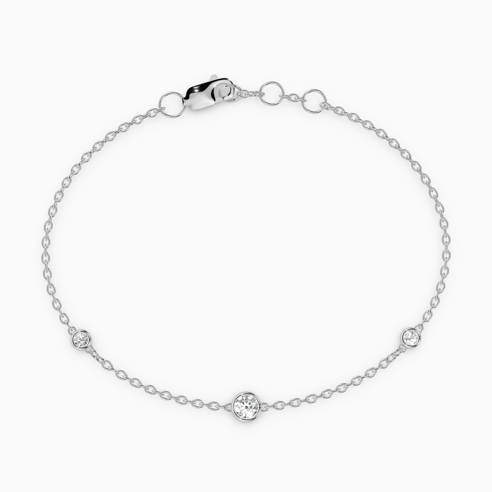 PURE diamond bracelet in yellow gold with bezel-set natural diamonds, fine chain design for everyday wear