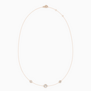 PURE diamond necklace in rose gold with bezel-set natural diamonds, delicate fine chain with slightly larger center stone.