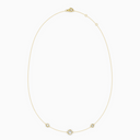 PURE diamond necklace in yellow gold with bezel-set natural diamonds, delicate fine chain with a slightly larger center stone