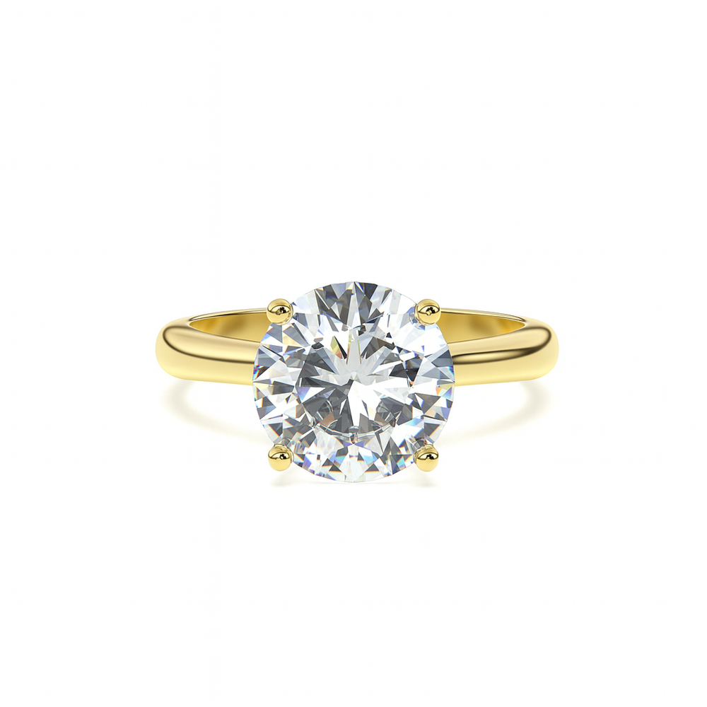 Side profile of ÉLODIE ring in yellow gold with hidden pavé diamonds