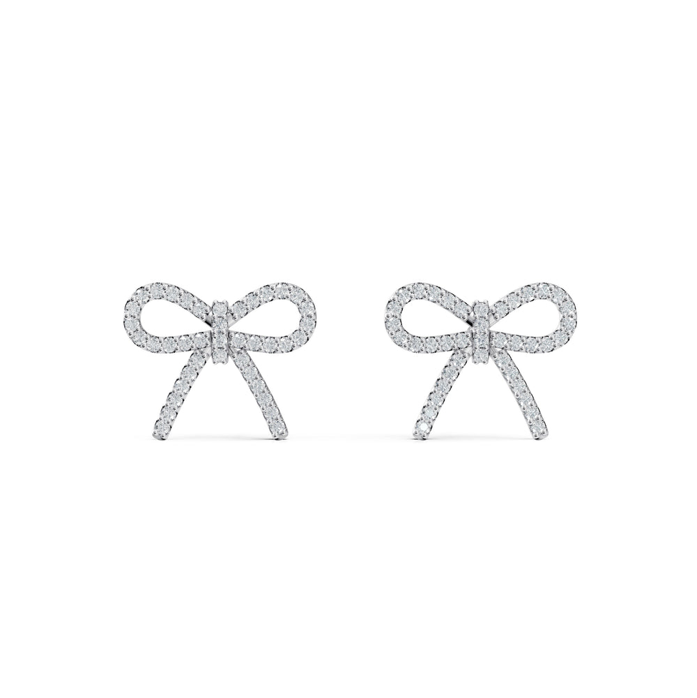 VELVET diamond bow earrings in 18k white gold, set with natural diamonds, elegant and modern design