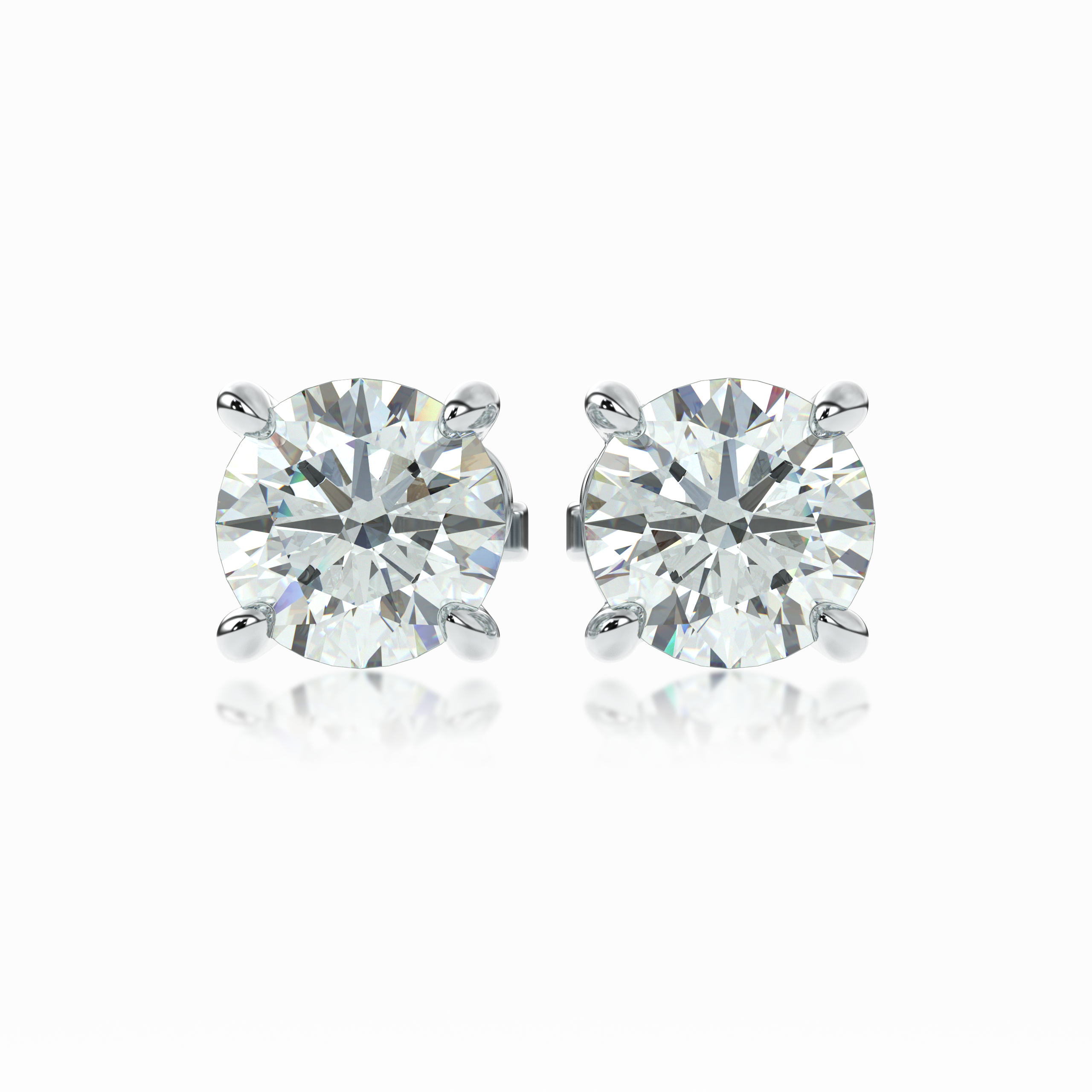 SOLÈNE four-prong diamond stud earrings in 18k white gold – traceable natural diamonds