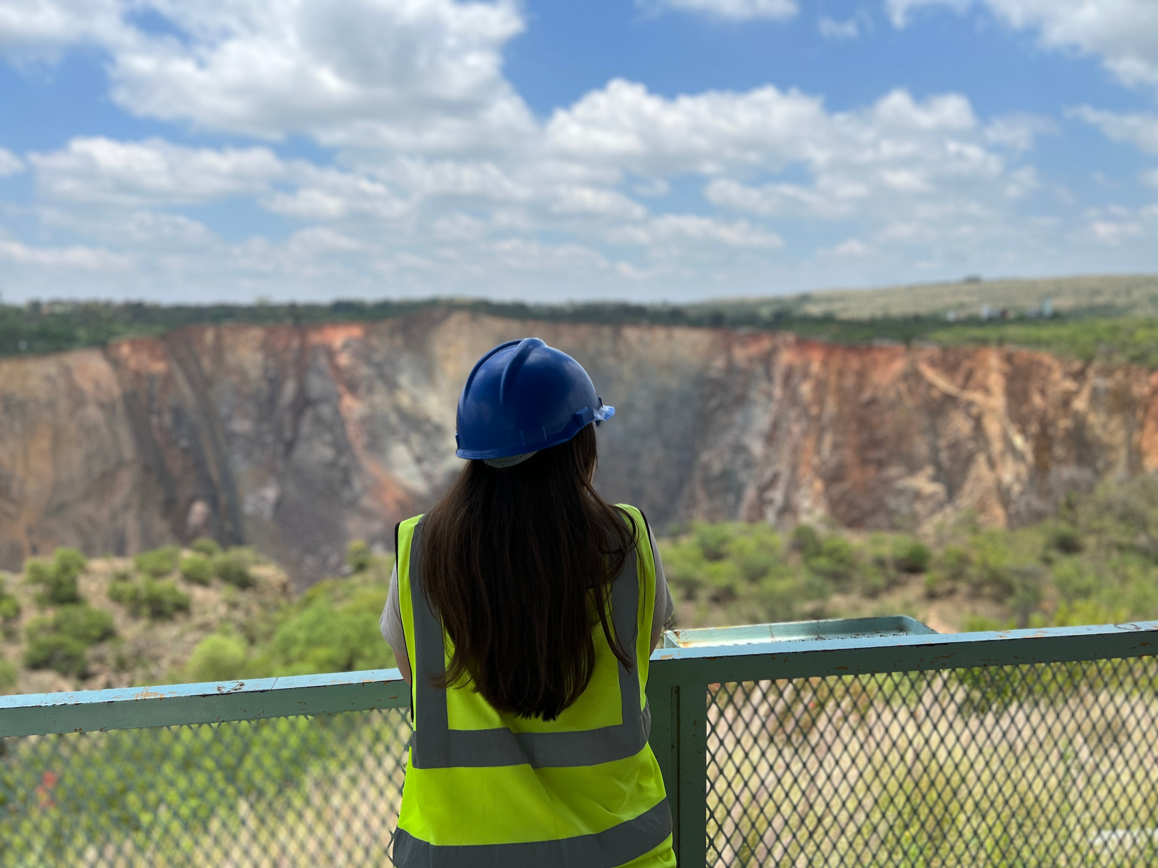 Founder Sarah at Cullinan diamond mine – origin of traceable natural diamonds