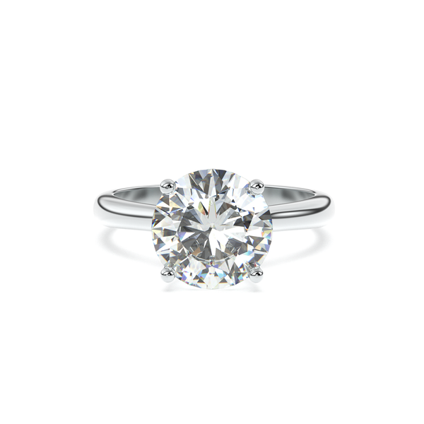 Close-up of solitaire diamond ring in white gold