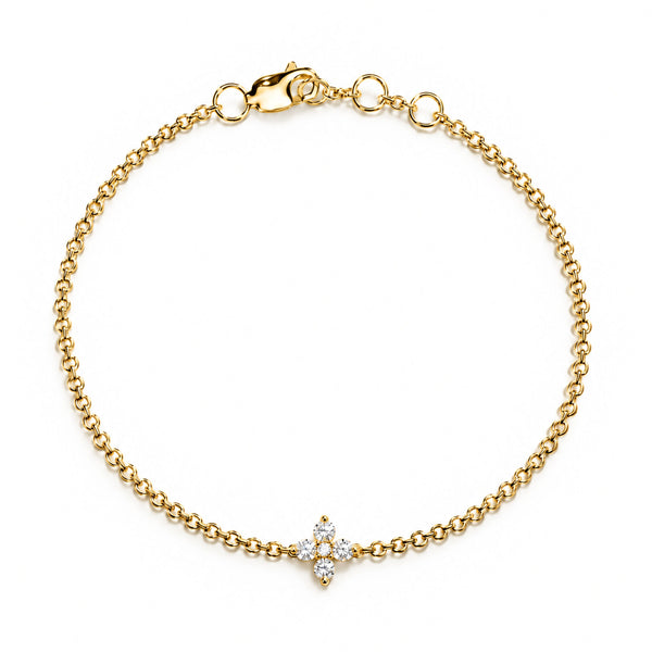  Diamond Flower Bracelet yellow gold 