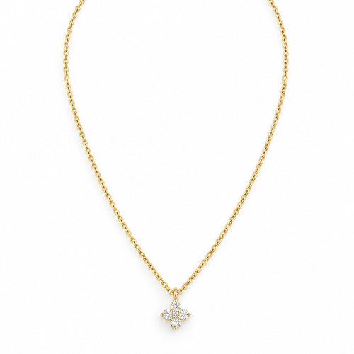 Star-shaped diamond necklace yellow gold