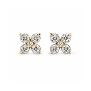 Flower shaped earring yellow gold
