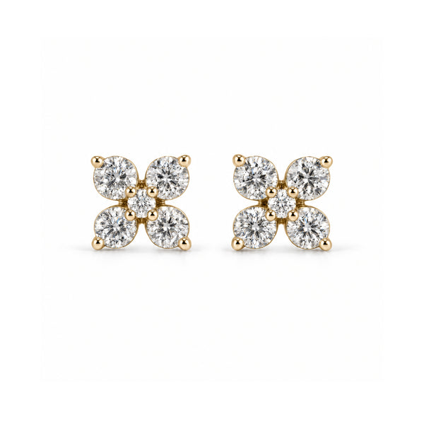 Flower shaped earring yellow gold