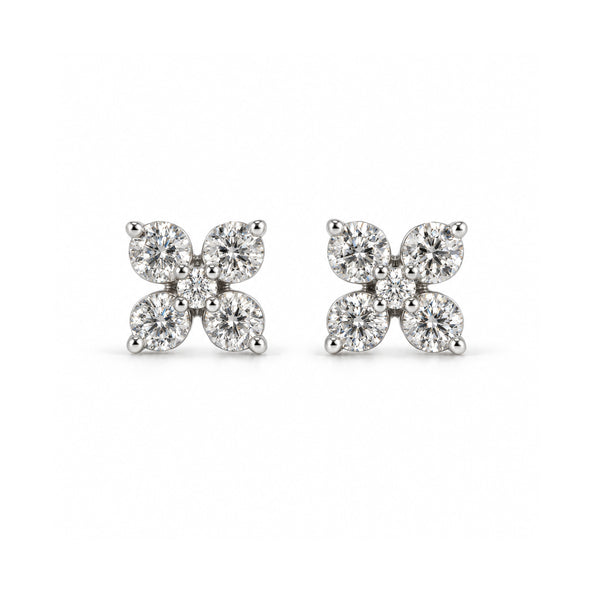 Flower shaped earring white gold