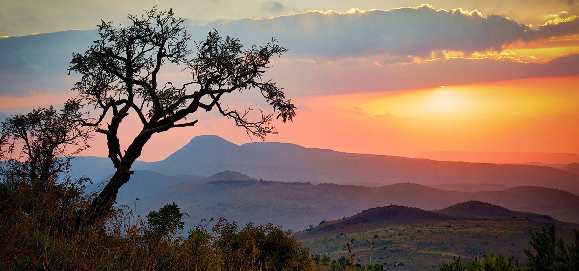 African landscape at sunset – origin of natural diamonds